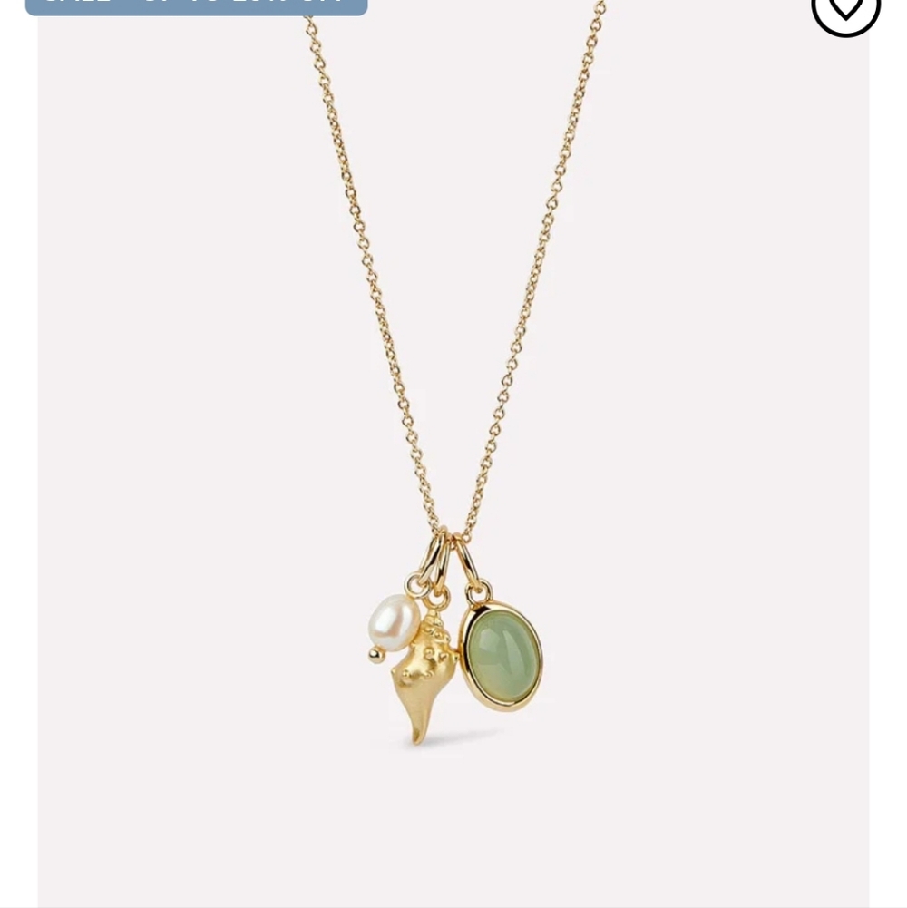 2 FOR $10/Tarnish Proof Gold necklace WATERPROOF green shell conch pearl - Picture 8 of 8